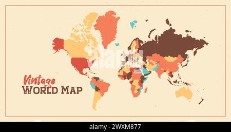 Vintage Weltkarte Vektor Illustration, Geographie globale Vektor Illustration. Stock Vektor