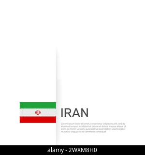 Hintergrund der iranischen Flagge. Staatliches patriotisches iranisches Banner, Tarnung. Dokumentvorlage mit iranischer Flagge auf weißem Hintergrund. Nationales Poster. Geschäftsbroschüre Stock Vektor