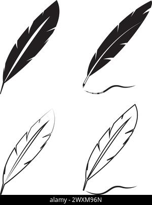 Quill Feather Pen Signature Logo Designvorlage Illustration Vektor Stock Vektor