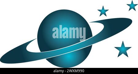 Planetenvektorsymbol Design Illustration, Logo und Hintergrund. Stock Vektor