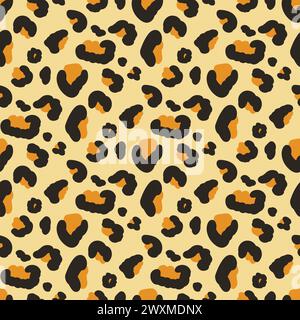 Nahtloses Leopardenmuster. Vektor flache handgezeichnete Illustration. Stock Vektor