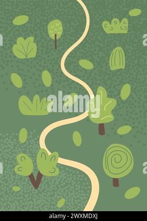 Sommer Waldlandschaft Natur Hintergrund. Abstrakte Bannervorlage mit Bäumen. Karte mit Naturdekoration. Vektortexturierte Illustration Stock Vektor