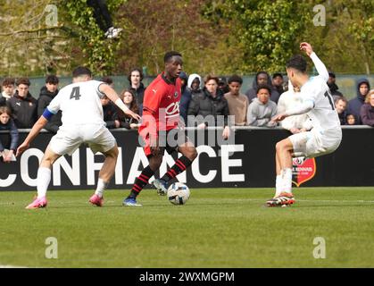 Rennes, Frankreich. 31. März 2024. Amadou Diallo von Stade Rennais während des Gambardella Cup, Viertelfinalspiel zwischen Stade Rennais und Olympique de Marseille am 31. März 2024 im Stadion La Piverdière Nord in Rennes, Frankreich - Foto Laurent Lairys/DPPI Credit: DPPI Media/Alamy Live News Stockfoto