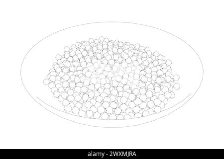 Gewürzhaufen. Schwarze Pfeffererbsen, Sesamsamen, Mohn, Kümmel. Gewürzschale. Natürliche Würze und Kochzutat. Vektorlinie Art i Stock Vektor