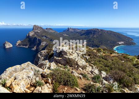 Cap de Formentor (Formentor cape) liegt in der Gemeinde Pollenca an der nördlichsten Spitze der Insel Mallorca, den Balearen Stockfoto