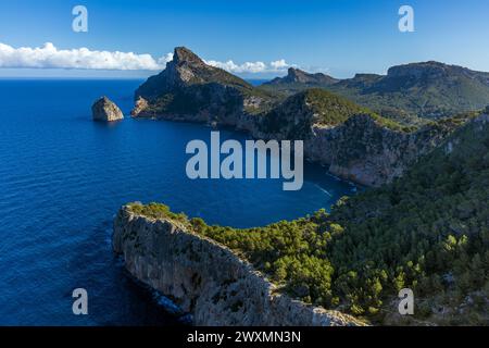Blick vom berühmten Aussichtspunkt Mirador de El Colomer, Mallorca, Balearen Stockfoto