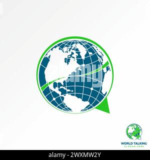 Logo Design Grafikkonzept kreative Premium abstrakte Vektor Stock Icon Welt Karten Platzieren Netzwerk Talk Chat Symbol in Bezug auf Gruppe Text Pointer Sprache Stock Vektor