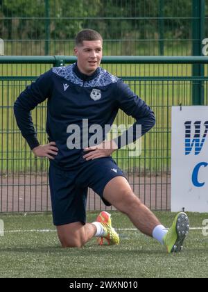 Motherwell Scotland, Großbritannien. 5. September 2020: Schottischer halbprofessioneller Fußballverein Caledonian Braves, Training im Alliance Park. Stockfoto