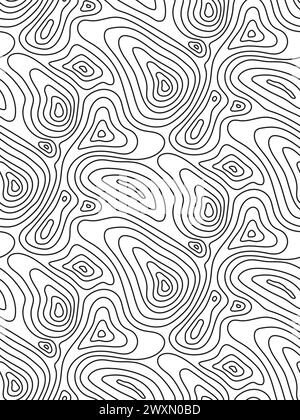 Nahtlose topografische Kartenstruktur. Linientopographie Kartenkonturhintergrund, geografisches Raster. Bergwanderweg über Gelände. Stock Vektor