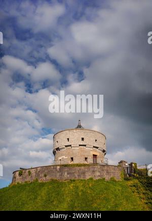 Der Martello Tower in Millmount, ein befestigter Komplex am Südufer des Flusses Boyne in Drogheda, County Meath, Irland. Stockfoto