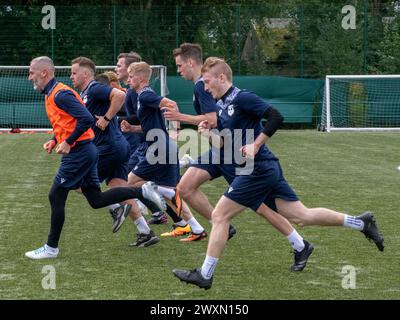 Motherwell Scotland, Großbritannien. 5. September 2020: Schottischer halbprofessioneller Fußballverein Caledonian Braves, Training im Alliance Park. Stockfoto