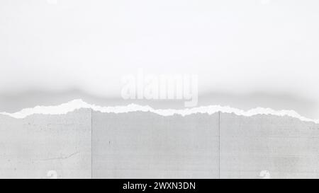 Nahaufnahme Einer gerissenen Kante des Kopierpapiers vor weißem Hintergrund Stockfoto