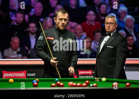 Mark Allen, während der Johnstone’s Paint Tour Championship in Manchester Central, Manchester, Großbritannien, 1. April 2024 (Foto: Cody Froggatt/News Images) Stockfoto