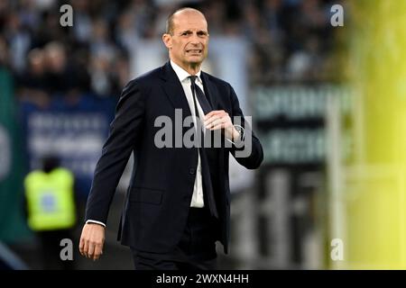 Massimiliano Allegri Cheftrainer des FC Juventus während des Fußballspiels der Serie A zwischen SS Lazio und Juventus FC im Olimpico-Stadion in Rom (Italien) am 30. März 2024. Stockfoto