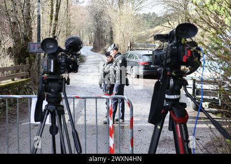 Vernet, Frankreich. April 2024. © PHOTOPQR/LE PARISIEN/Olivier Lejeune ; VERNET ; 01/04/2024 ; Disparition du petit Emile des ossoments lui appartenant ont été retrouvés au Haut-Vernet Ambiance au Vernet . Le Vernet, Frankreich, 1. april 2024 Knochen des vermissten Kindes Emile von einem Wanderer gefunden *** örtlicher Titel *** LE PARISIEN Credit: MAXPPP/Alamy Live News Stockfoto