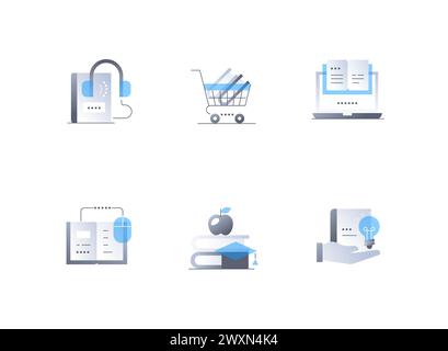 Bücher und Wissen – Symbole im flachen Design Stock Vektor