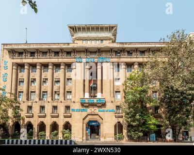 03 31 2024 Vintage Old Heritage Building of Bank of India Bank at Fountain, Fort, Mumbai Maharashtra India.Asia. Stockfoto