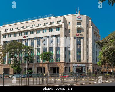 03 31 2024 Vintage Old Heritage Building der HSBC Bank in Fountain, Fort, Mumbai Maharashtra Indien.Asien. Stockfoto