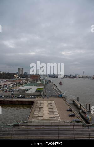 Ein Blick aus der Vogelperspektive auf den Hamburger Fischmarkt Stockfoto