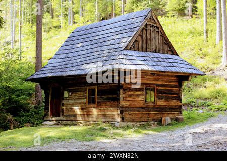 Eine originale Holzhütte in der Slowakei Stockfoto