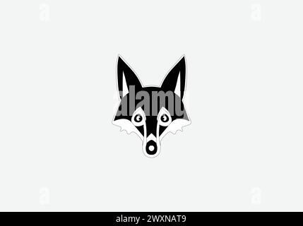 Minimalistisches Design mit Cross Fox-Icon-Illustration Stock Vektor
