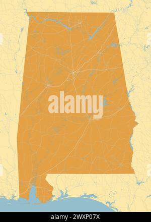 Alabama Karte Kunst Vektor Illustration Stock Vektor