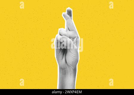 Collage Element gekreuzte Finger Hand Vektor Illustration Stock Vektor
