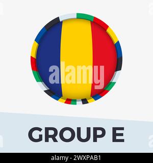Die rumänische Flagge wurde für das europäische Fußballturnier 2024 stilisiert. Symbol für Kreisflagge. Stock Vektor