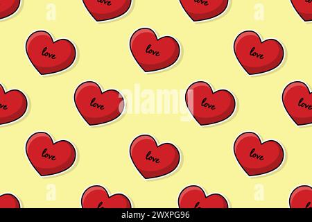 Herzmuster mit der Inschrift Liebe. Vektorabbildung. Stock Vektor