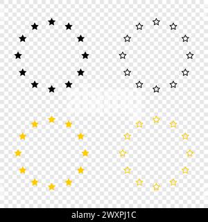 Sterne kreisförmige Symbole. Sternsymbole im europäischen Kreis Stock Vektor