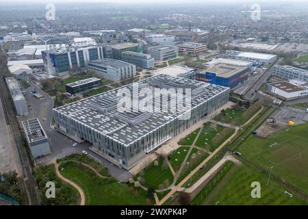 Luftaufnahme der Sky Studios (Sky Osterley) in Isleworth, Großbritannien. Stockfoto