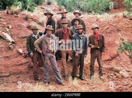 Tom Berenger (2. Links), am Set des Films „Butch and Sundance: The Early Days“, 20th Century-Fox, 1979 Stockfoto