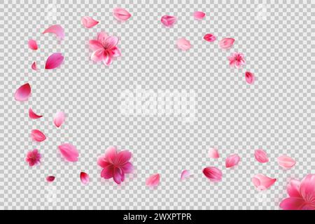 Fallende Sakura-Blüten png isoliert auf transparentem Hintergrund. Stock Vektor
