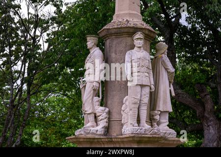 Detail des Kriegsdenkmals in Builth Wells, Wales, im Sommer Stockfoto