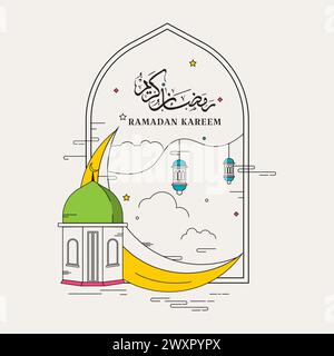 Line Art Ramadan Kareem Vektor Illustration Stock Vektor