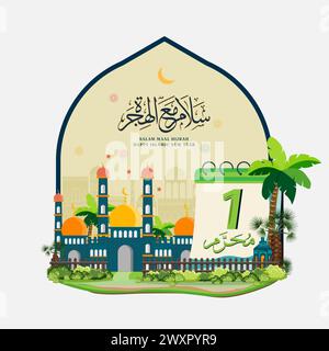 Illustration der islamischen Neujahrsfeier. Hijri Neujahr. Stock Vektor