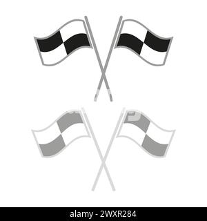 Karierte Flags überkreuzt. Symbol für das Renn-Finish. Siegessignal im Motorsport. Vektorabbildung. EPS 10. Stock Vektor