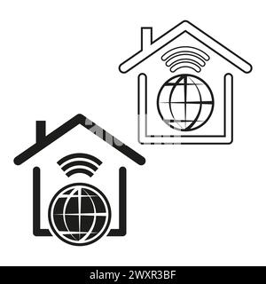 Symbole Für Die Globale Konnektivität Von Smart Home. Internet der Dinge, Symbole für das drahtlose Haus. Vektorabbildung. EPS 10. Stock Vektor