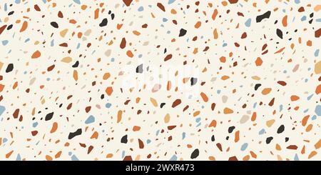 Terrazzo-Mosaik-Fliesenmuster, Terazzo-Keramik-Marmorboden, Terazo-Stein-Hintergrund. Nahtloses Vektor-Muster der weißen Terrazzo-Fliese mit Farbe Stock Vektor