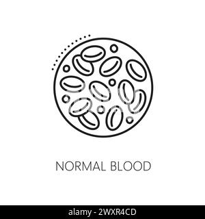 Normales Bluttestliniensymbol der hämatologischen Medizin. Anämiesymptom und physisches Krankheitsvektorzeichen eines kompletten Blutbild-Labortests mit normaler Anzahl roter Blutkörperchen, Hämoglobinkonzentration Stock Vektor