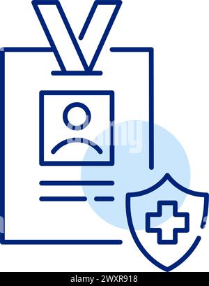 Krankenversicherungs-ID. Zugang zu medizinischen Leistungen, Gesundheitsdienstleistungen und Deckung der Patientenkosten. Symbol für bearbeitbare Kontur Stock Vektor