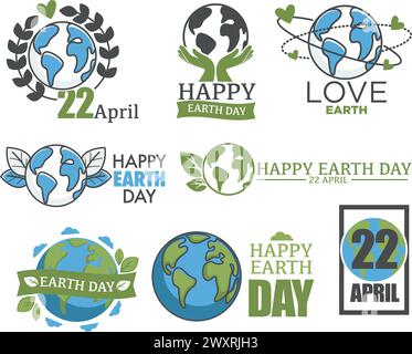 „Earth Day“-Logo-Kollektion – Vektor Stock Vektor