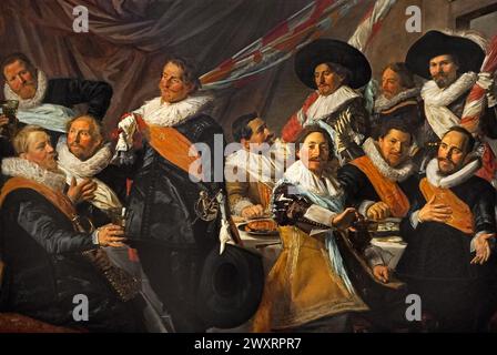 Bankett der Offiziere der St. George Civic Guard (ca. 1627) durch den niederländischen Maler Frans Hals (ca. 1582–1666). Niederländischer Maler des Goldenen Zeitalters. Haarlem Niederlande Stockfoto