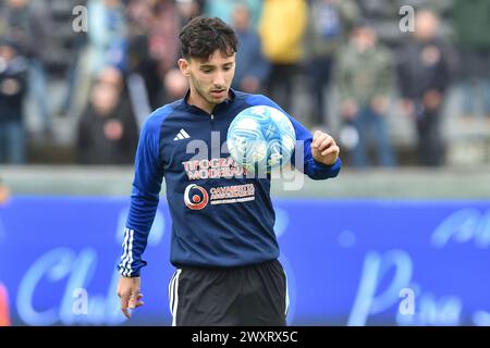 Lisandru Tramoni (Pisa) während des Aufwärmens während des Spiels Pisa SC vs Palermo FC, italienischer Fußball Serie B in Pisa, Italien, 01. April 2024 Stockfoto