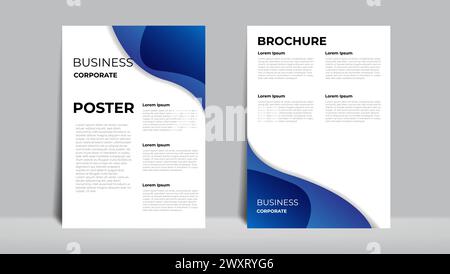 Minimaler abstrakter blauer Wellenhintergrund. a4-Poster, Umschlag, Broschüre, Flyer oder Banner. Vektorabbildung Stock Vektor
