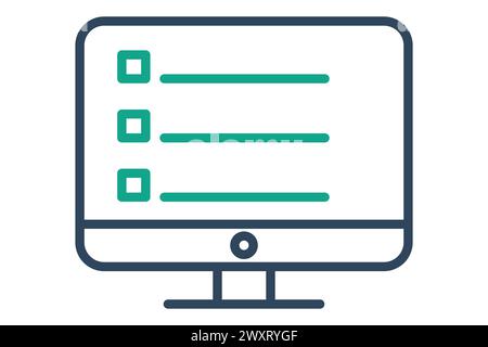 Monitor-Symbol. Überwachung mit Plan. Symbol für Aktionsplan, Geschäft. Liniensymbolstil. Abbildung des Geschäftselements Stock Vektor