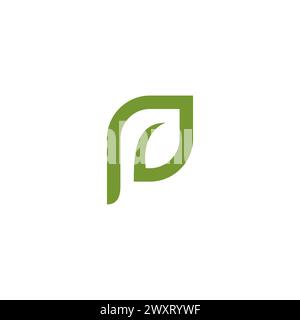 P Leaf Logo einfach. Symbol „P“ Stock Vektor