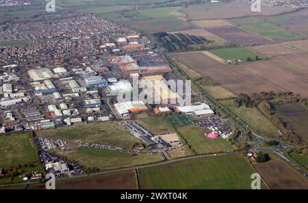 Luftaufnahme des Clifton Moor Area in York, Großbritannien Stockfoto