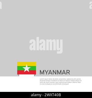 Hintergrund der Flagge von Myanmar. Staatliches patriotisches myanmar-Banner, Cover. Dokumentvorlage, Markierung auf weißem Hintergrund. Nationales Poster. Geschäftsbroschüre. Vektor Stock Vektor