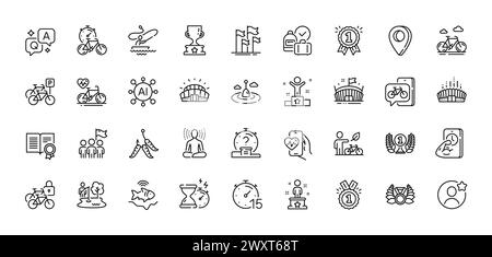 Symbol für Diplom, Führung und Zeitgeber. Für Web-App. Zeilensymbole. Vektor Stock Vektor